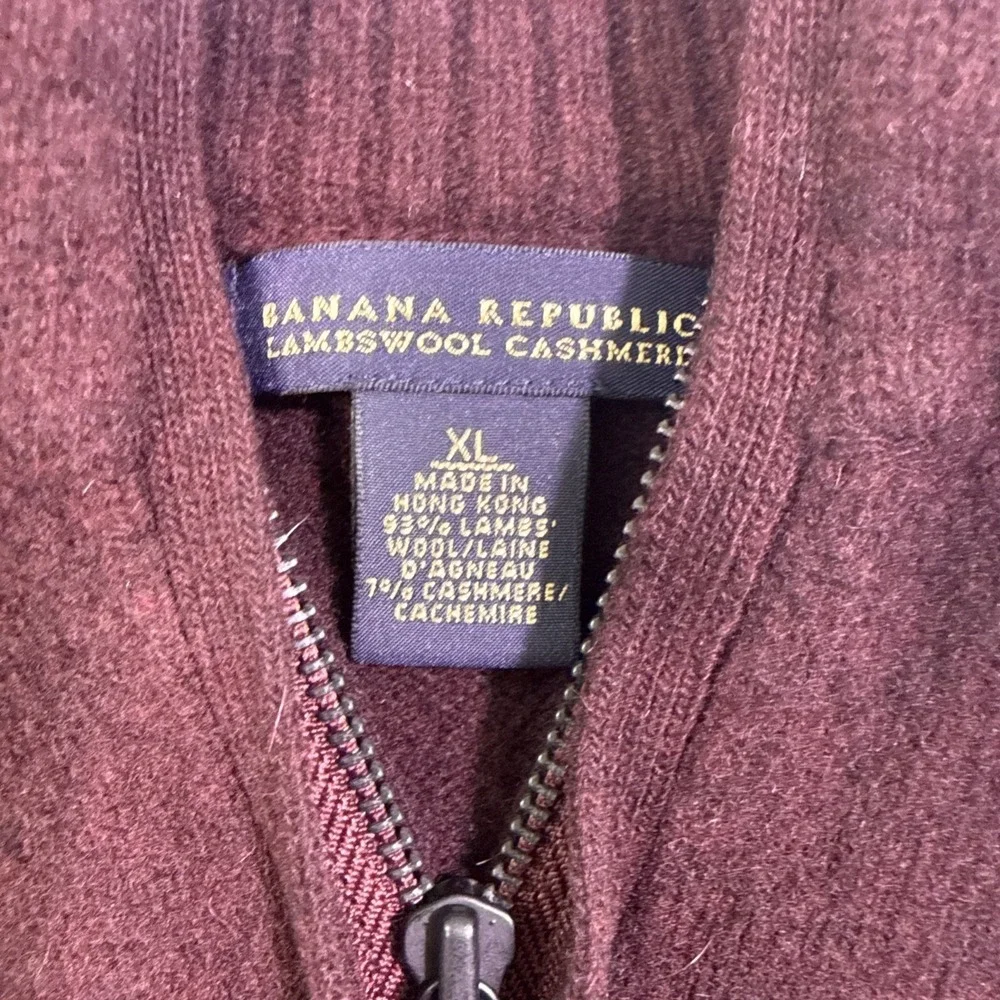 VTG Banana Republic 1/4 Zip Lambswool Cashmere Sweater Men XL Measures L To M